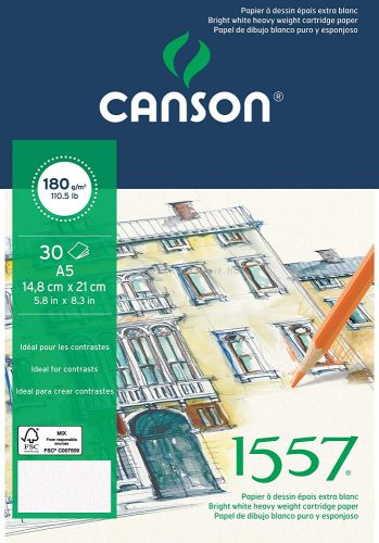 Canson 1557 rajztömb A5, 30 lap, ragasztott, 180 gr
