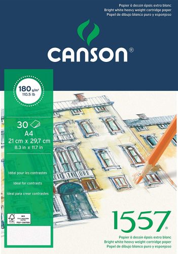 Canson 1557 rajztömb A4, ragasztott, 30 lap, 180gr