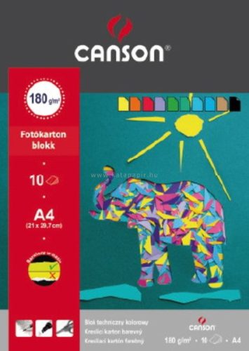 Fotókartonblokk, 10 lap, A4, 160g, CANSON "STUDENT", színes