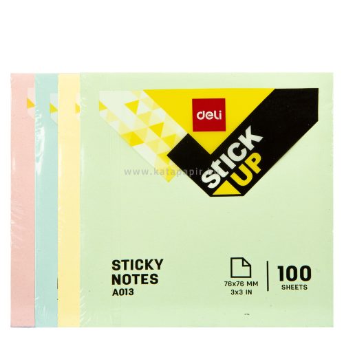 Öntapadó jegyzettömb, 76x76 mm, 100 lap, DELI "Stick UP", pasztell szín