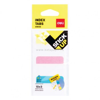   Jelölőcímke, műanyag, 3db x 10 lap, 45x28 mm, DELI "Stick UP", pasztell szín