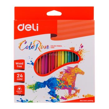   Színesceruza készlet, háromszögletű, DELI "ColoRun", 24 különböző szín