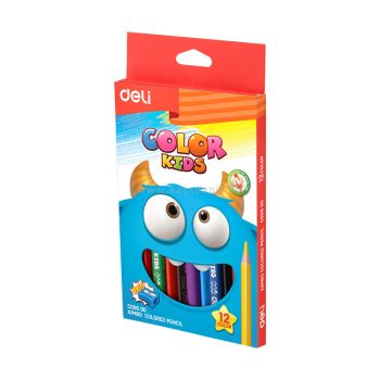   Színesceruza készlet, háromszögletű, vastag, DELI "COLOR KIDS", 12 különböző szín