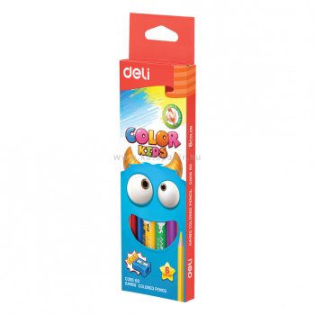   Színesceruza készlet, háromszögletű, vastag, DELI "COLOR KIDS", 6 különböző szín