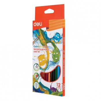   Akvarellceruza készlet, papírdobozban, DELI "COLOR EMOTION", 12 különböző szín