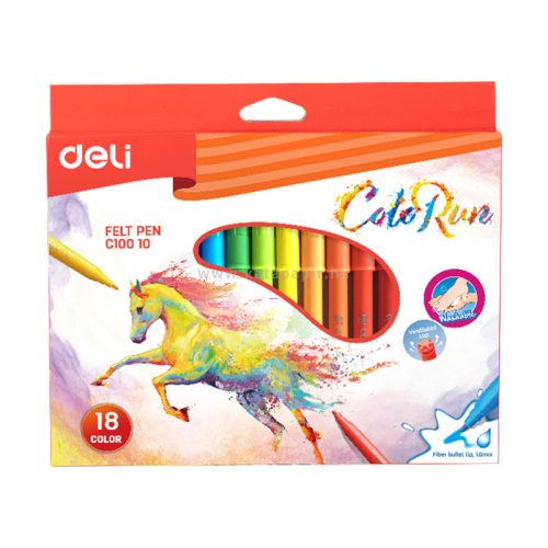 Filctollkészlet, 1,0 mm, DELI "Color Run", 18 különböző szín