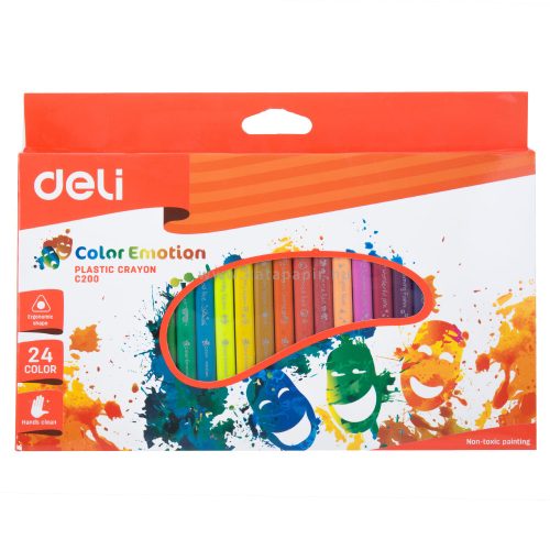 Zsírkréta, háromszögletű, DELI "Color Emotion", 24 különböző szín