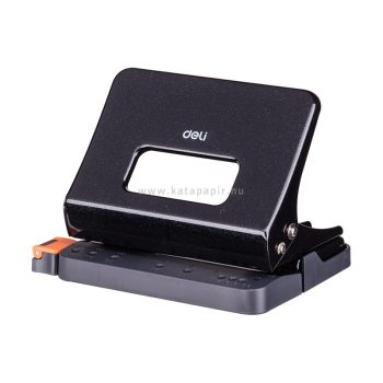   Lyukasztó, kétlyukú, könnyített mechanika, 15 lap, fém, DELI "EXPERT Effortless", fekete