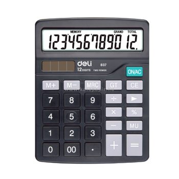   Számológép, asztali, 12 számjegy, DELI "EASY", fekete