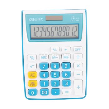  Zsebszámológép, 12 számjegy, DELI "Touch", fehér/világokék