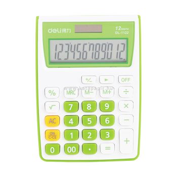   Zsebszámológép, 12 számjegy, DELI "Touch", fehér/világoszöld