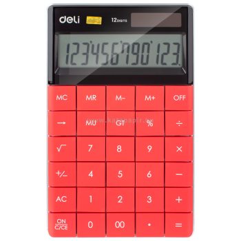   Számológép, asztali, 12 számjegy, DELI "TOUCH", piros