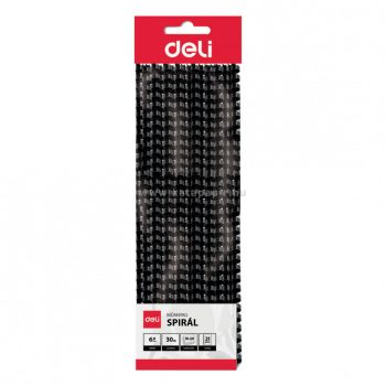   Spirál, műanyag, 10 mm, 41-55 lap, 22 darabos, DELI "CORE", fekete