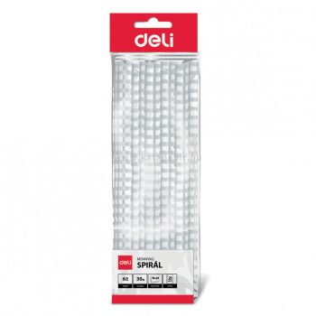  Spirál, műanyag, 6 mm, 10-20 lap, 30 darabos, DELI "CORE", fehér