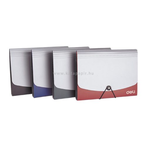 Harmonikamappa, PP, A4, 13 rekeszes, DELI "NEW YORK", vegyes szín