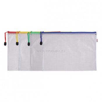   Irattartó tasak, hálós, cipzáras, A4, DELI "Classic Basis", vegyes színben