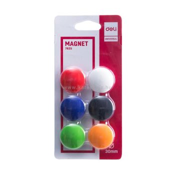   Mágneskorong, 30 mm, 6 db, DELI "UNIVERSAL", vegyes szín