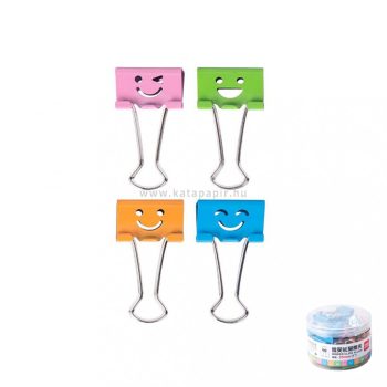   Iratcsipesz, fém, 19 mm, 40 darabos, DELI "SMILE", mintás