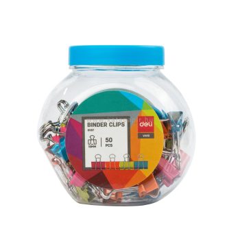   Iratcsipesz, fém, 15 mm, 50 darabos, DELI "VIVID", vegyes szín