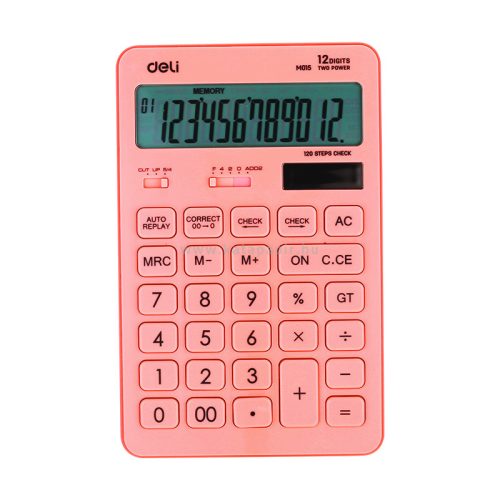 Számológép, asztali, 12 számjegy, DELI "Macaron-120", pink