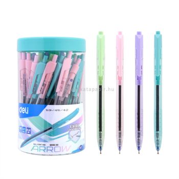   Golyóstoll készlet, 0,7 mm, nyomógombos, DELI "Arrow RT / P", 4 különböző szín
