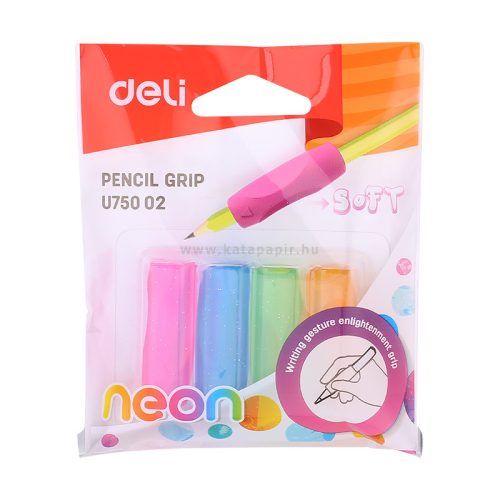 Ceruzafogó, 4 darabos, DELI "Neon", 4 különböző szín