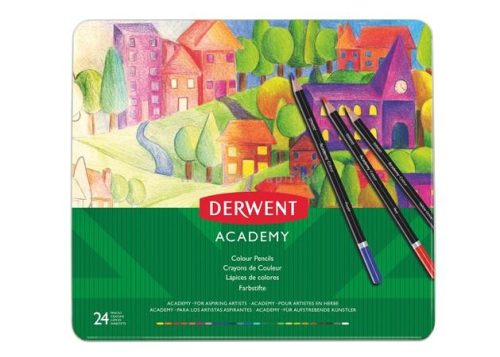 DERWENT "Academy" színes ceruza készlet, fém doboz,  24 különböző szín