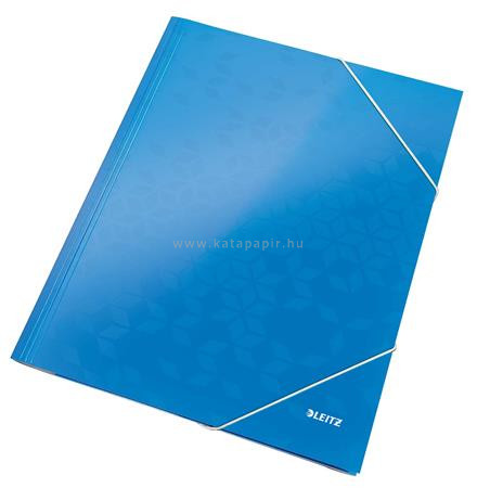Gumis mappa, 15 mm, karton, A4, lakkfényű, LEITZ "Wow", kék