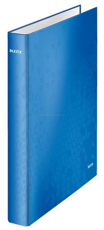 Gyűrűs könyv, 4 gyűrű, D alakú, 40 mm, A4 Maxi, karton, lakkfényű, LEITZ "Wow", kék