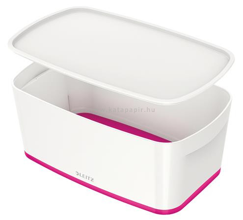 Tároló doboz, fedővel, kicsi, LEITZ "MyBox", fehér-rózsaszín