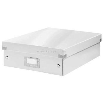   Tárolódoboz, rendszerező, laminált karton , M méret, LEITZ "Click&Store", fehér