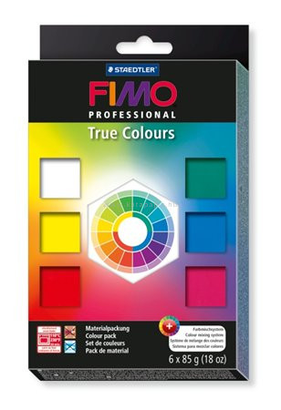 Gyurma készlet, 6x85 g, égethető, FIMO "Professional True Colours", 6 különböző szín 0.51 kg/készlet