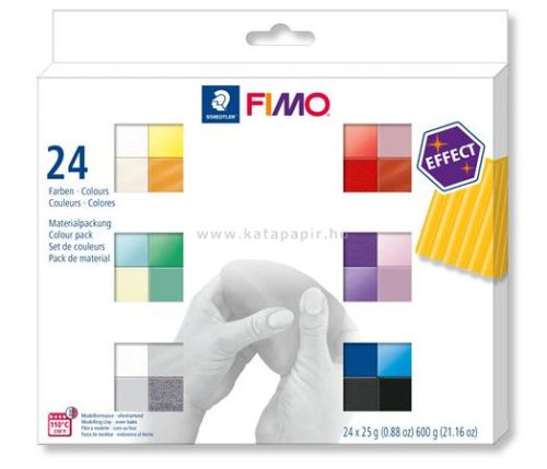 Gyurma, készlet, 24x25 g, égethető, FIMO "Effect Colours" 24 különböző szín 0.6 kg/készlet