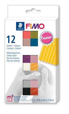 Gyurma, készlet, 12x25 g, égethető, FIMO "Soft Fashion", 12 különböző szín 0.3 kg/készlet