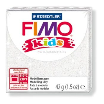   Gyurma, 42 g, égethető, FIMO "Kids", glitteres fehér 0.042 kg/db