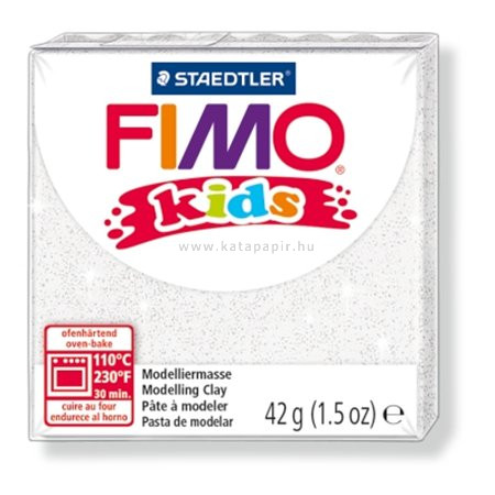 Gyurma, 42 g, égethető, FIMO "Kids", glitteres fehér 0.042 kg/db