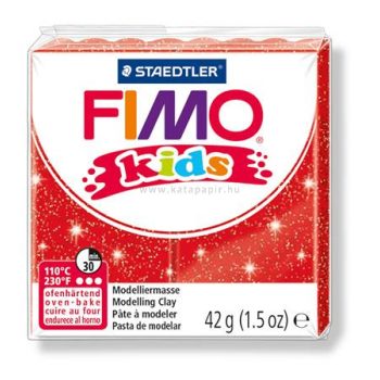   Gyurma, 42 g, égethető, FIMO "Kids", glitteres piros 0.042 kg/db