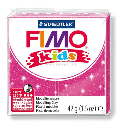 Gyurma, 42 g, égethető, FIMO "Kids", glitteres rózsaszín 0.042 kg/db