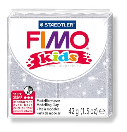 Gyurma, 42 g, égethető, FIMO "Kids", glitteres ezüst 0.042 kg/db
