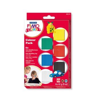   Gyurma készlet, 6x42 g, égethető, FIMO "Kids Color Pack", 6 alapszín 0.252 kg/készlet