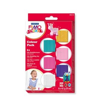   Gyurma készlet, 6x42 g, égethető, lányoknak, FIMO "Kids Color Pack", 6 különböző szín 0.252 kg/készlet