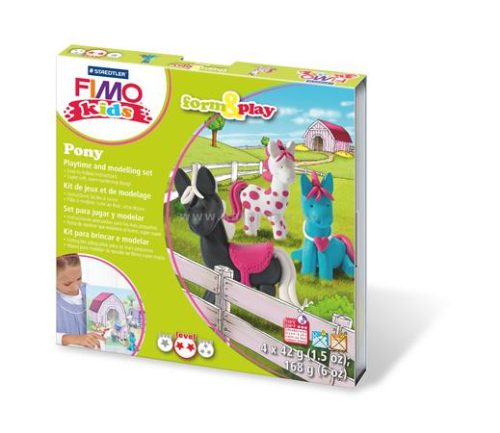 Gyurma készlet, 4x42 g, égethető, FIMO "Kids Form & Play", pónik 0.168 kg/készlet