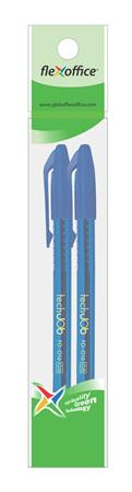 Golyóstoll, 0,4 mm, 2 db/bliszter, kupakos, FLEXOFFICE "TechJob", kék