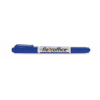   Alkohos marker, 0,4/1,0 mm, kúpos, kétvégű, FLEXOFFICE "PM01", kék