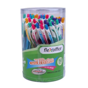   Zseléstoll, 0,35 mm, nyomógombos, vegyes színű test, FLEXOFFICE "Trendee", kék 50 db