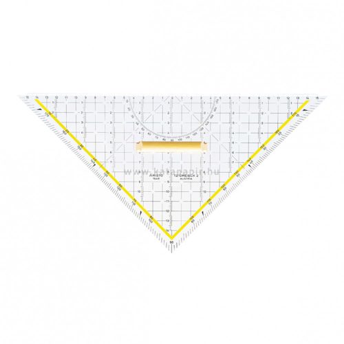 Háromszögvonalzó, műanyag, 45/45/90°, 32,5 cm, műa. fogóval, Aristo "Geo-Dreieck"