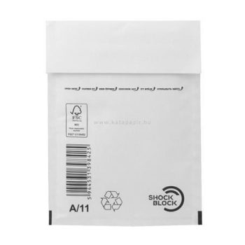   Légpárnás tasak, 125x175 mm külméret, 105x165 mm belméret, VICTORIA PAPER, "W1", fehér