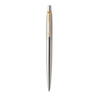   Golyóstoll, 0,7 mm, nyomógombos, arany színű klip, rozsdamentes acél tolltest, PARKER "Royal Jotter", kék