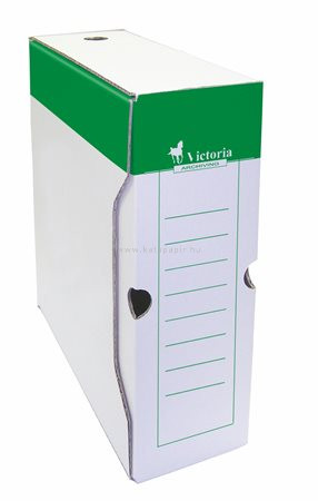 Archiváló doboz, A4, 100 mm, karton, VICTORIA, zöld-fehér
