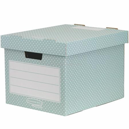 Tároló doboz, karton, 33,3x28,5x39 cm FELLOWES, "Style", zöld-fehér 2 db/csom